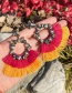 Fashion Khaki Alloy Diamond Irregular Colorblock Tassel Stud Earrings