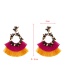 Fashion Purple Alloy Diamond Irregular Colorblock Tassel Stud Earrings