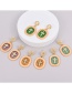 Fashion Light Green Alloy Diamond Cross Resin Letter Stud Earrings