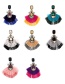 Fashion Blue Alloy Set Waterdrop Diamond Contrast Color Tassel Stud Earrings