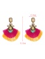 Fashion Pink Alloy Set Waterdrop Diamond Contrast Color Tassel Stud Earrings