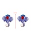 Fashion Purple Alloy Diamond Drip Oil Elephant Stud Earrings