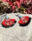 Fashion Red Alloy Diamond Water Drop Contrast Color Tassel Stud Earrings