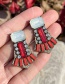 Fashion Red Alloy Diamond Geometric Stud Earrings