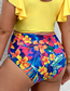 Fashion Single Pants Polyester Print High Waist Swim Shorts(ONLY SHORT)