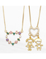 Fashion B Brass Diamond Heart Boy And Girl Necklace