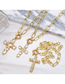 Fashion C Brass Diamond Cross Necklace