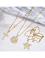 Fashion C Brass And Diamond Pentagram Alphabet Necklace