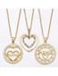 Fashion C Bronze Zirconium Heart Letter Necklace