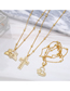 Fashion C Brass Diamond Cross Alphabet Necklace