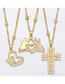 Fashion C Brass Diamond Cross Alphabet Necklace