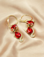 Fashion Red Alloy Diamond Fox Earrings