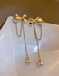Fashion Gold Alloy Bow Pearl Tassel Drop Earrings