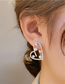 Fashion Gold Alloy Diamond Pearl Heart Stud Earrings