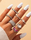 Fashion Silver Alloy Set Zirconium Butterfly Geometric Ring Set