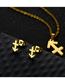 Fashion Pisces Titanium Steel Zodiac Necklace Stud Earrings Set