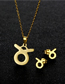 Fashion Pisces Titanium Steel Zodiac Necklace Stud Earrings Set