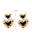Fashion Black Alloy Diamond Drip Oil Love Stud Earrings