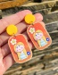 Fashion Red Resin Doll Square Stud Earrings