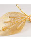 Fashion Golden Meat Powder Freshwater Pearl Bronze Zirconium Openwork Leaf Brooch