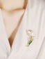 Fashion Gold And White Beads Bronze Zirconium Shell Tulip Brooch