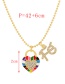 Fashion Color Bronze Zirconium Drop Oil Love Lock Letter Necklace