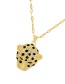 Fashion Gold Bronze Zirconium Tiger Pendant Necklace