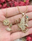 Fashion Gold-2 Bronze Zirconium Flower Pendant Necklace