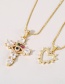 Fashion Gold-2 Bronze Zirconium Heart Pendant Necklace