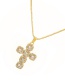 Fashion Gold Bronze Zirconium Cross Pendant Necklace