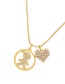 Fashion Gold-2 Bronze Zirconium Boy's Heart Pendant Necklace