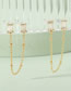 Fashion Gold Chain Tassel Drop Earrings With Square Diamonds In Metal