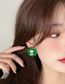 Fashion Green Resin Pearl Rose Asymmetric Stud Earrings
