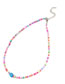 Fashion Rainbow Pink Multicolored Ceramic Woven Smiley Necklace