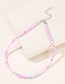 Fashion Rainbow Pink Multicolored Ceramic Woven Smiley Necklace