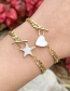 Fashion Gold-2 Copper Shell Love Thick Chain Ot Buckle Bracelet