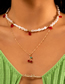 Fashion Gold Alloy Pearl Beaded Cherry Double Layer Necklace