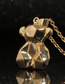 Fashion Zircon Brass Gold Plated And Diamond Bear Necklace
