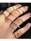 Fashion Gold Color Alloy Diamond Geometric Knotted Ring Set