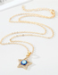 Fashion Blue Geometric Diamond Pentagram Eye Necklace