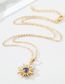 Fashion Purple Alloy Diamond Sun Necklace