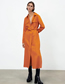 Fashion Orange Lapel-breasted Lace-up Slit Dress