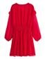 Fashion Red Chiffon Waist Lace Dress