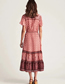Fashion Pink V-neck Dress In Rayon Print