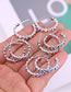 Fashion White Bronze Diamond Drop Oil Eye C Shape Stud Earrings