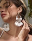 Fashion White Geometric Diamond Tassel Drop Earrings