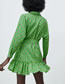 Fashion Green Printed Lace-up Button-down Dress