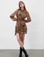 Fashion Brown Printed Lace-up Dress