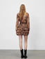 Fashion Brown Printed Lace-up Dress