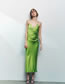 Fashion Green Slightly Pleated V-neck Slip Dress